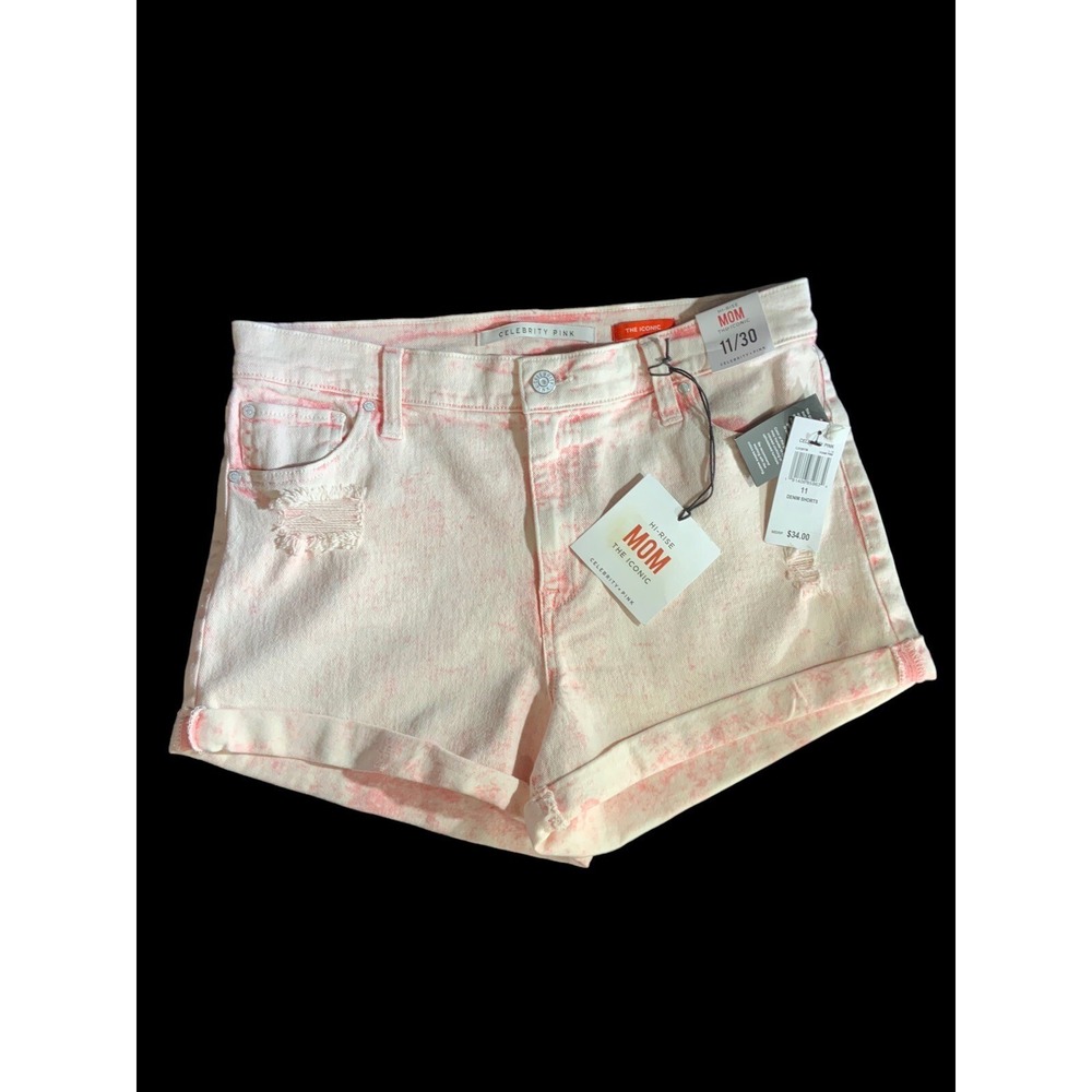 Celebrity Pink The Iconic Sz 11/30 Stretch‎ High Rise Mom Pink Denim Short NWT